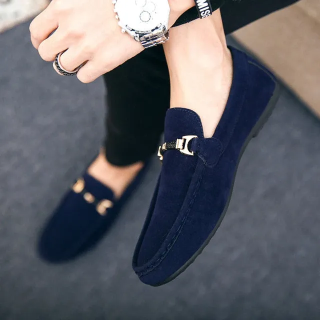 Designer Shoes Men Zapatos De Hombre Slip-On Leather Shoes Casual Male Shoes Adult Red Driving Moccasin Soft Non-slip Loafers